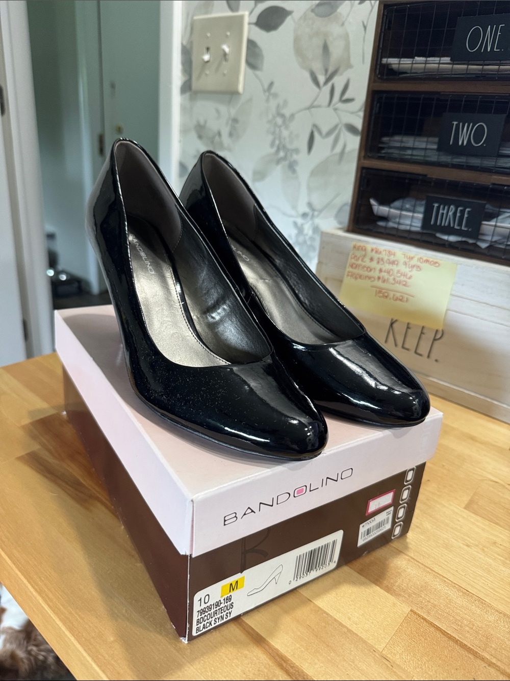 Bandolino Black Patent Rounded-Toe Pumps